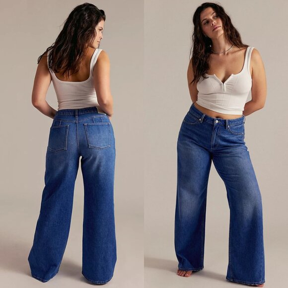 Free People Denim - We The Free CRVY Graceland Low Rise Straight Jeans in Country Blue NEW